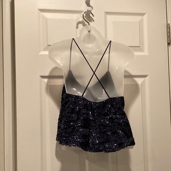 Lucy Paris navy blue sequin crop tank, XS - Picture 6 of 6